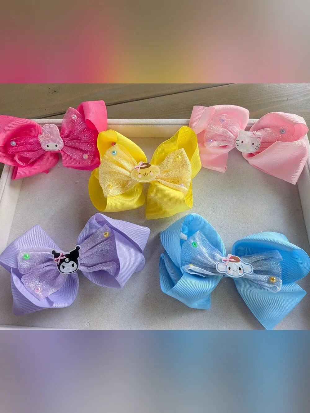Set of 5 Kawaii Character Hair Bow Clips NEW Unused